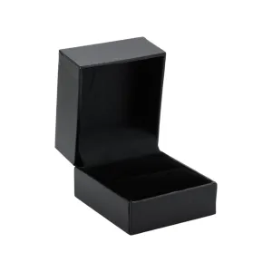 🆕📦 Leatherette Box with Ring Slot. Inner Satin Lid & Flock Base (Black Outer, Black Inner)