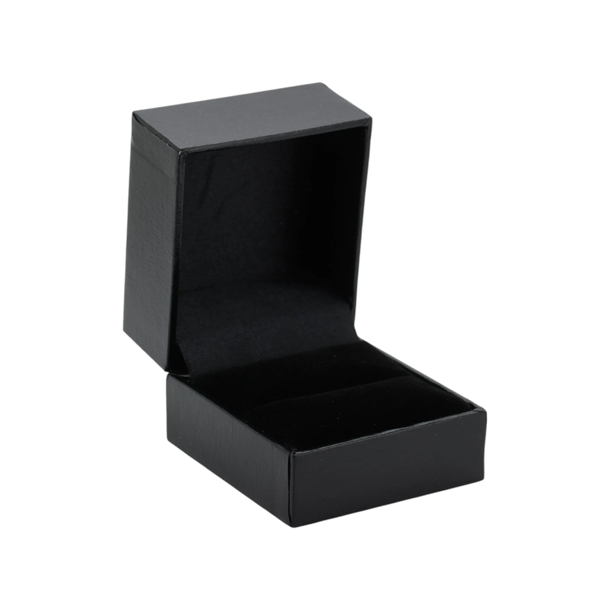 🆕📦 Leatherette Box with Ring Slot. Inner Satin Lid & Flock Base (Black Outer, Black Inner)