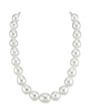 11-13mm White South Sea Drop Oval Pearl Necklace - AAA Quality