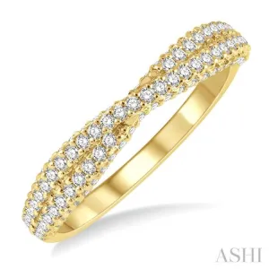 1/2 ctw Split Crisscross Shank Round Cut Diamond Stackable Fashion Band in 14K Yellow Gold