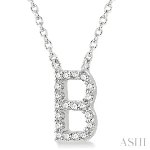 1/20 Ctw Initial 'B' Round Cut Diamond Pendant With Chain in 14K White Gold