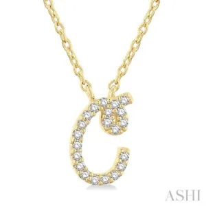 1/20 Ctw Initial 'C' Round cut Diamond Pendant With Chain in 14K Yellow Gold