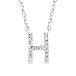 1/20 ctw Initial 'H' Round Cut Diamond Pendant With Chain in 10K White Gold