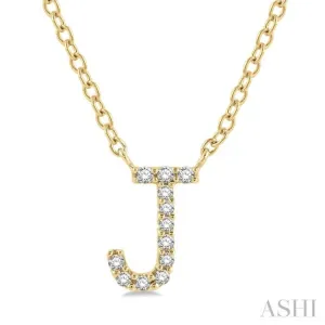 1/20 Ctw Initial 'J' Round Cut Diamond Pendant With Chain in 14K Yellow Gold