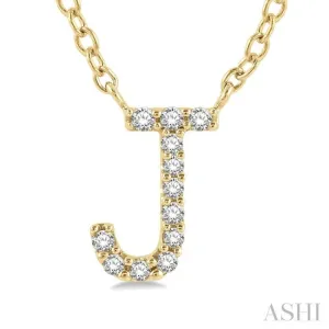 1/20 Ctw Initial 'J' Round Cut Diamond Pendant With Chain in 14K Yellow Gold