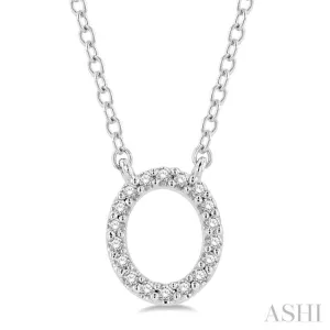 1/20 Ctw Initial 'O' Round Cut Diamond Pendant With Chain in 14K White Gold