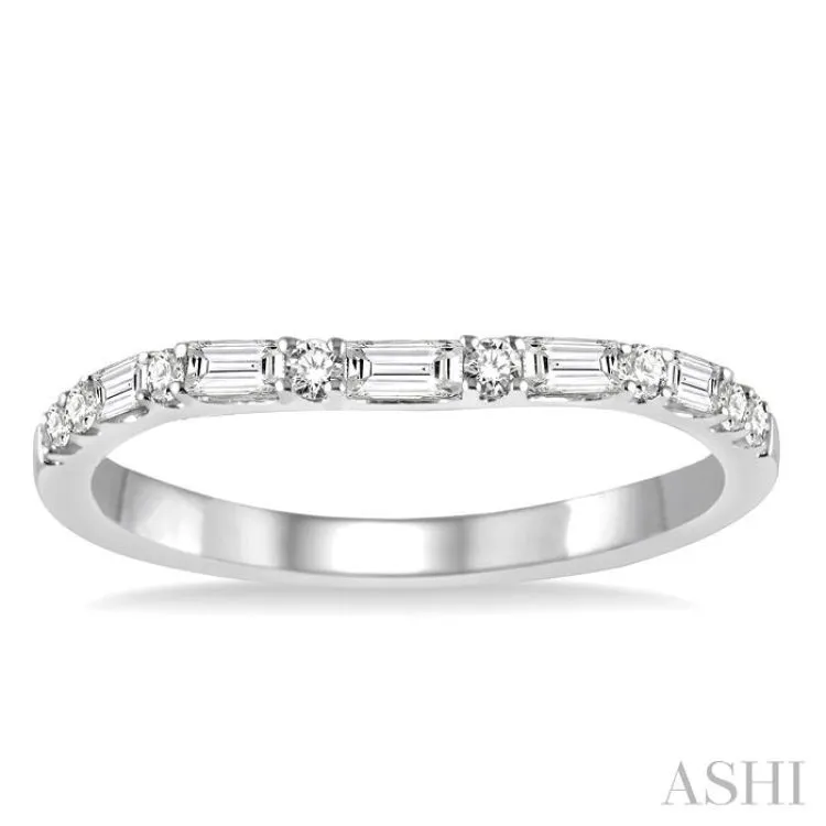 1/3 ctw Baguette and Round Cut Diamond Wedding Band in 14K White Gold