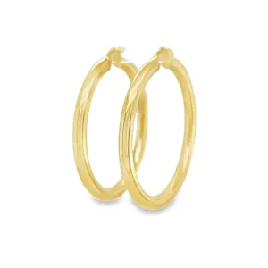 14k Italian Yellow Gold Hoop Earrings 4.00 mm