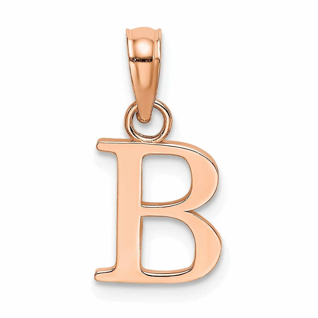 14K Rose Gold Block Design Small Letter B  Initial Charm Pendant