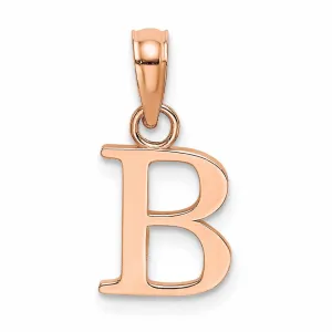 14K Rose Gold Block Design Small Letter B  Initial Charm Pendant