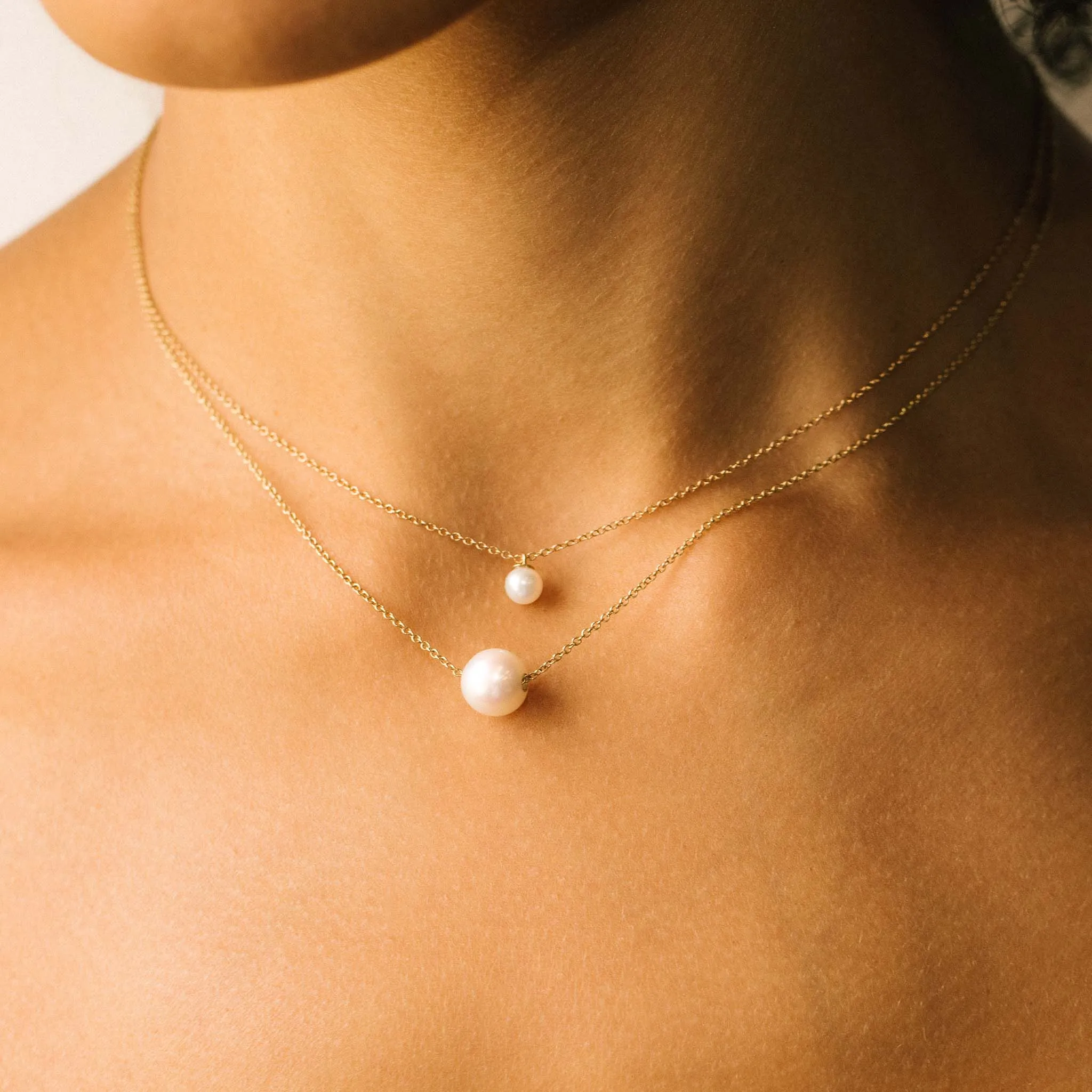 14k Small Pearl Pendant Necklace