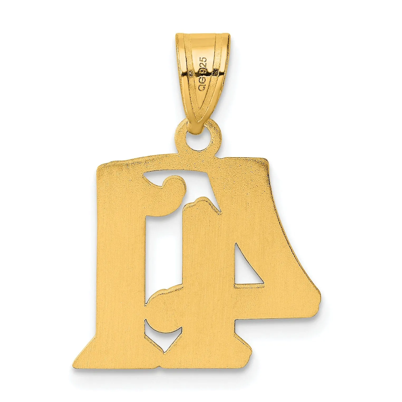 14k Yellow Gold Polished Etched Finish Number 41 Charm Pendant