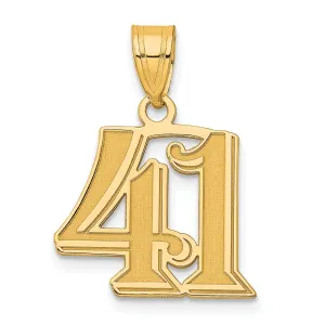 14k Yellow Gold Polished Etched Finish Number 41 Charm Pendant