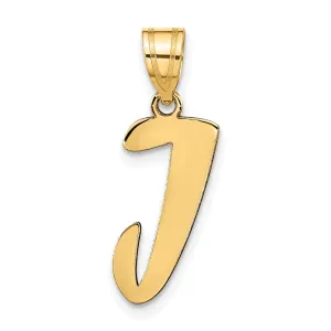 14k Yellow Gold Polished Finish Script Design Letter J Initial Pendant