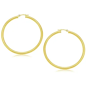 14k Yellow Gold Polished Hoop Earrings (50 mm)