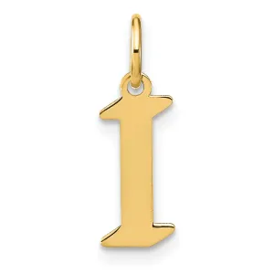 14K Yellow Gold Upper Case Letter I Initial Charm Pendant