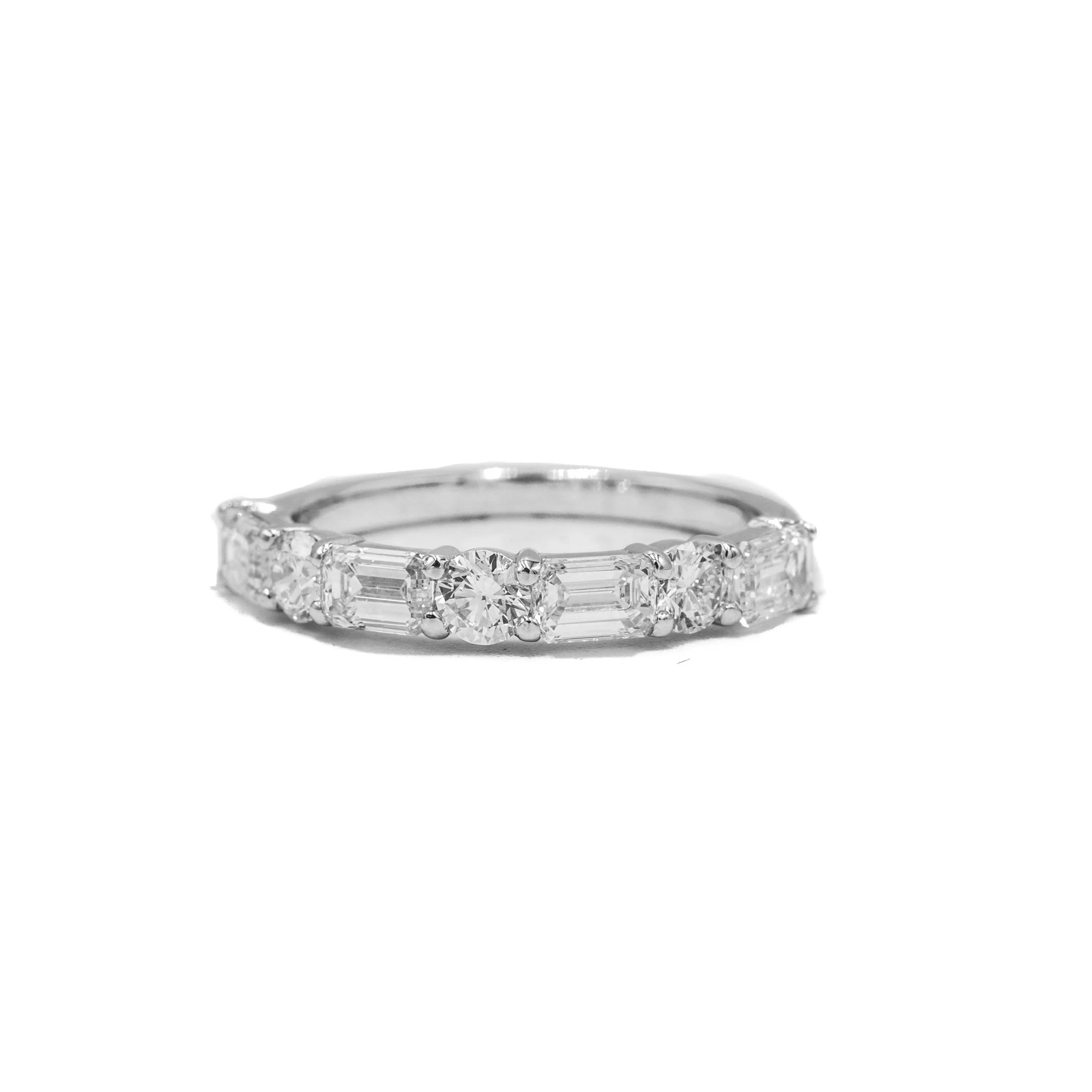 14kw 1.53ctw Round & Emerald-Cut Diamond Band