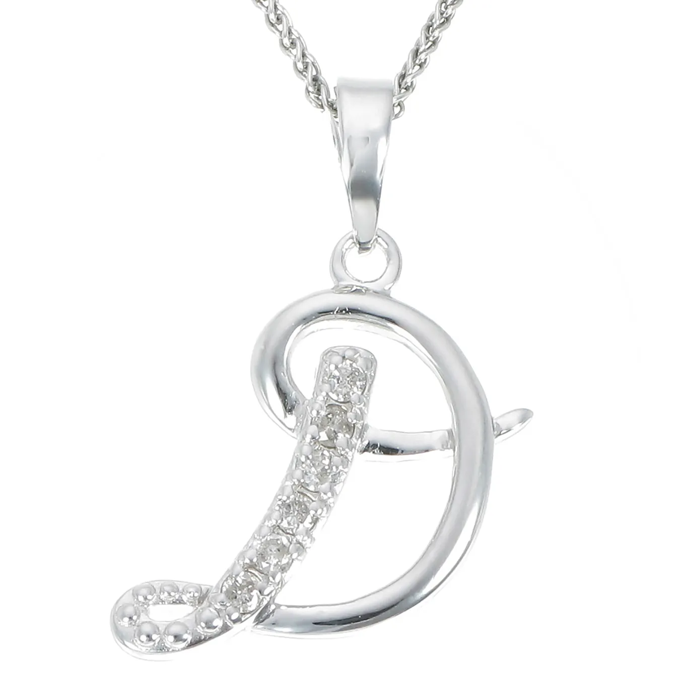 1/8 cttw Diamond Alphabet Pendant Necklace in Silver