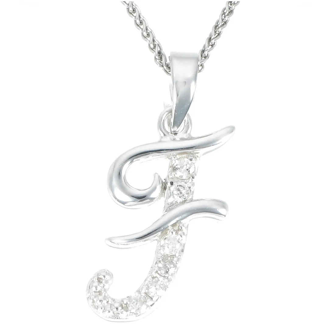 1/8 cttw Diamond Alphabet Pendant Necklace in Silver