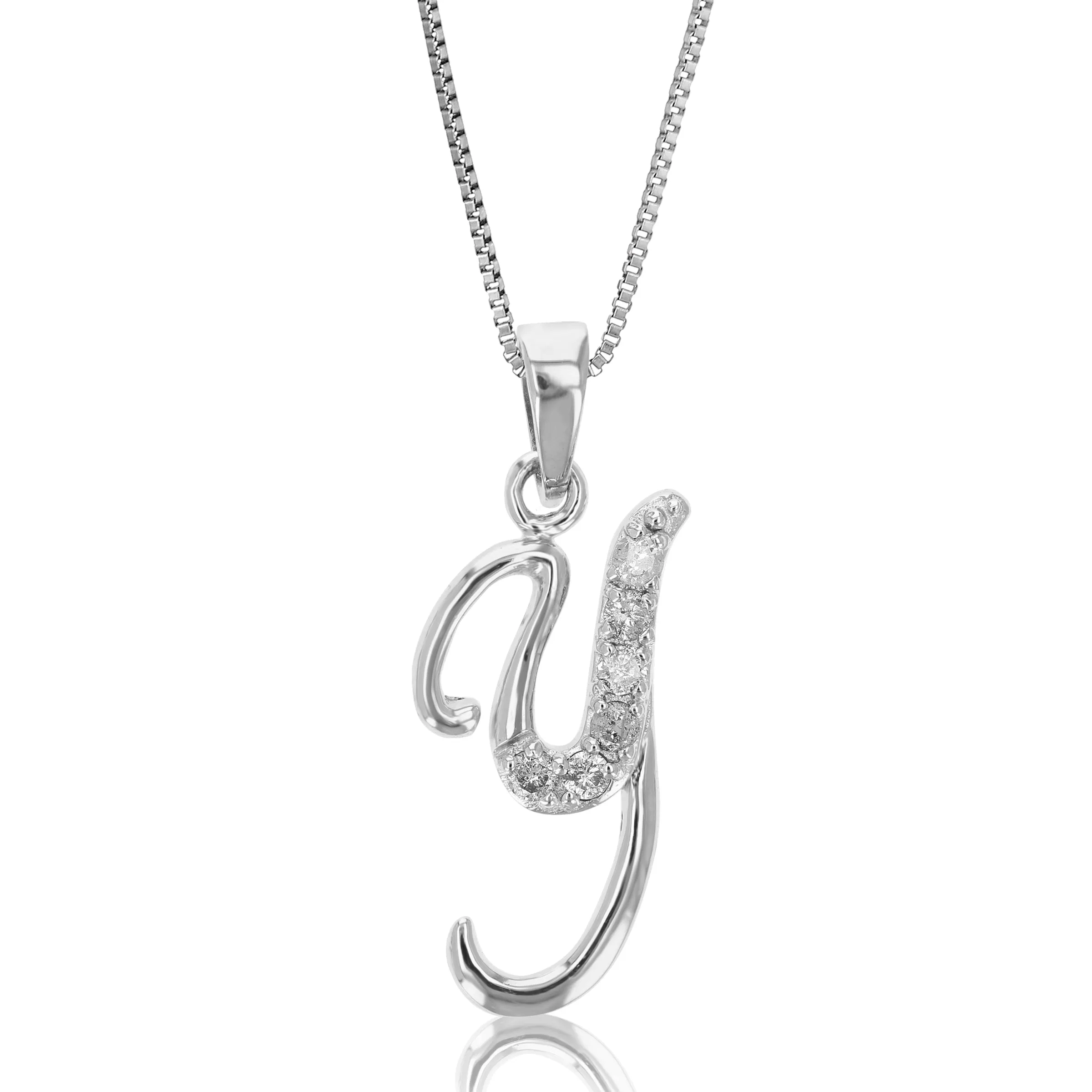 1/8 cttw Diamond Alphabet Pendant Necklace in Silver