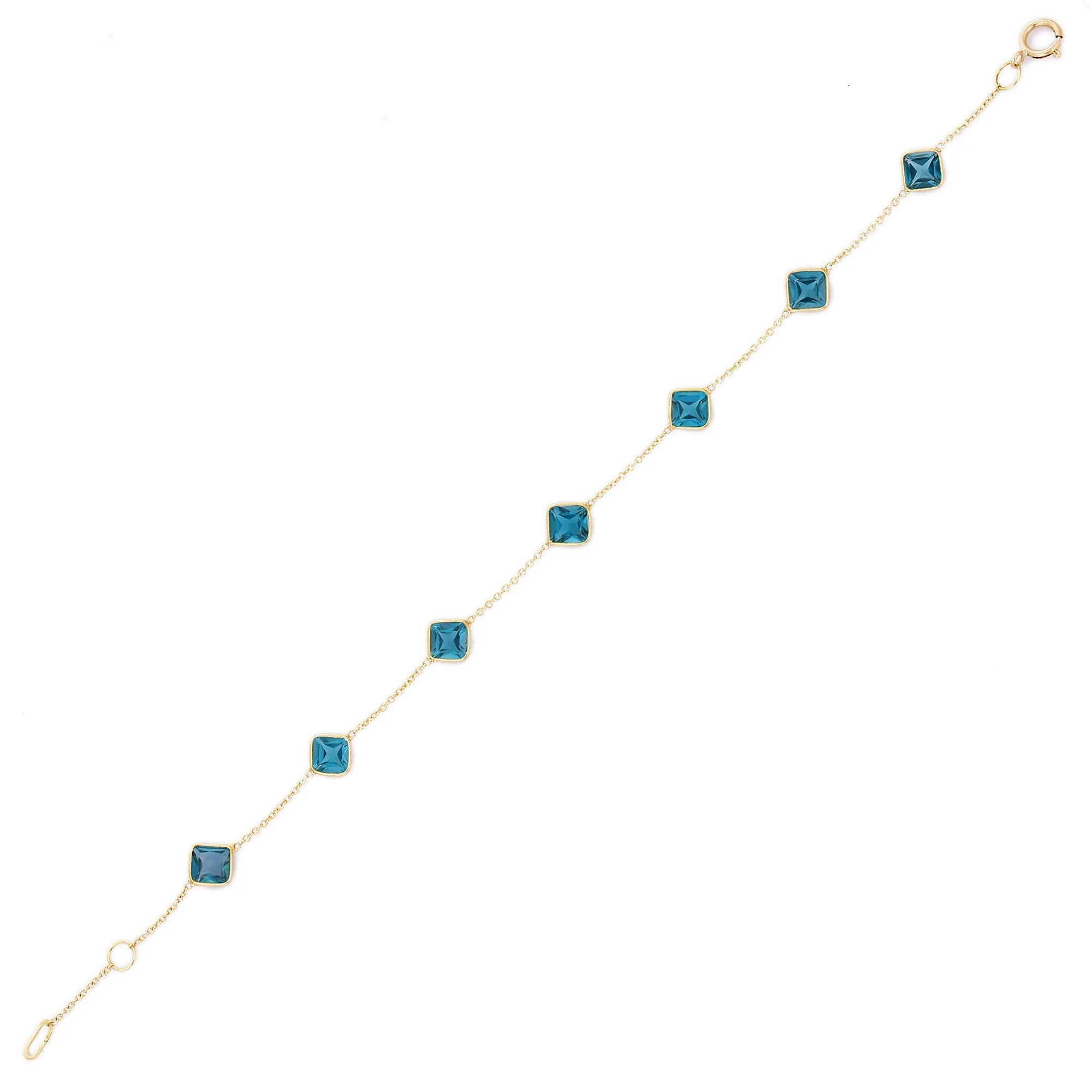 18K Yellow Gold Bracelet With Blue Topaz Gemstone