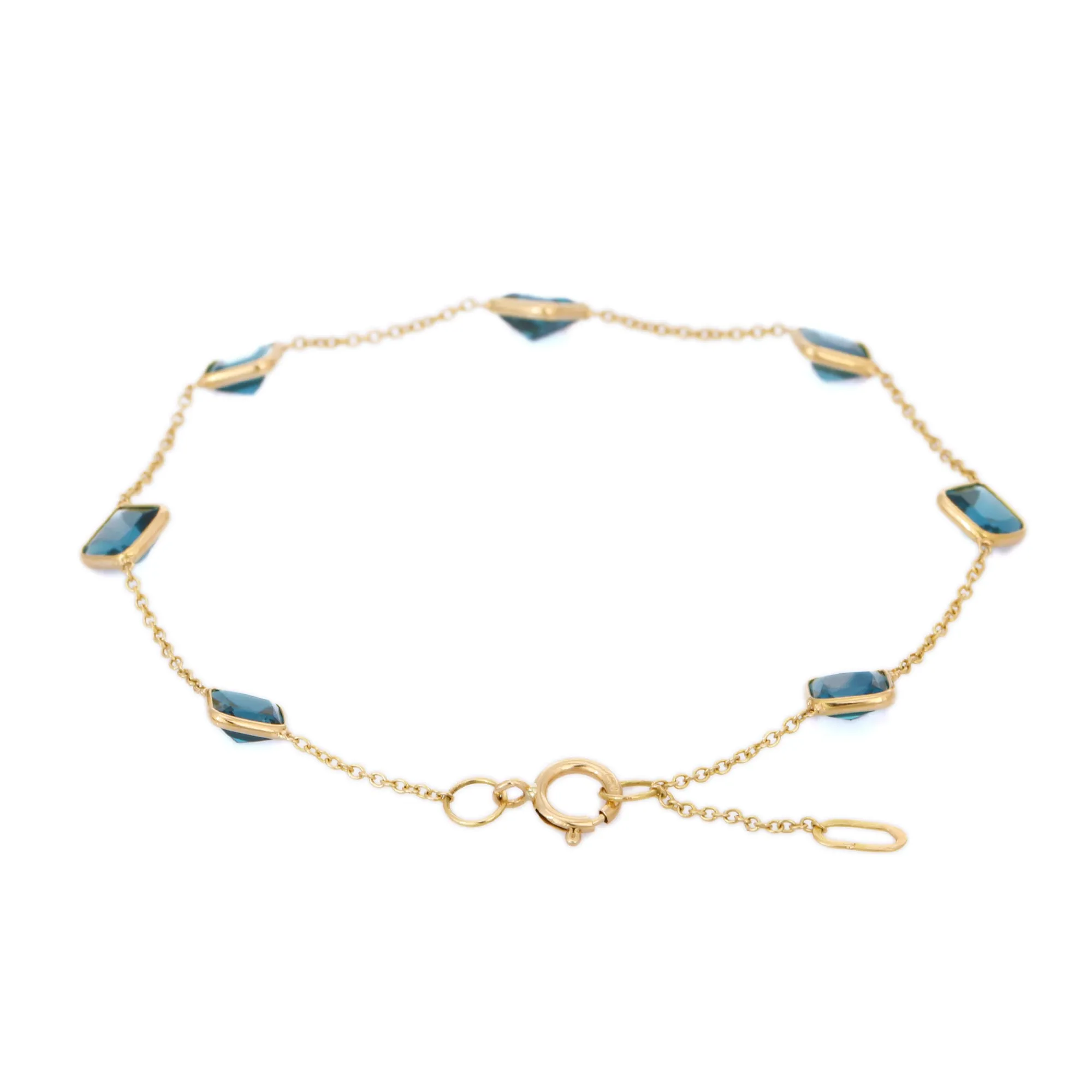 18K Yellow Gold Bracelet With Blue Topaz Gemstone