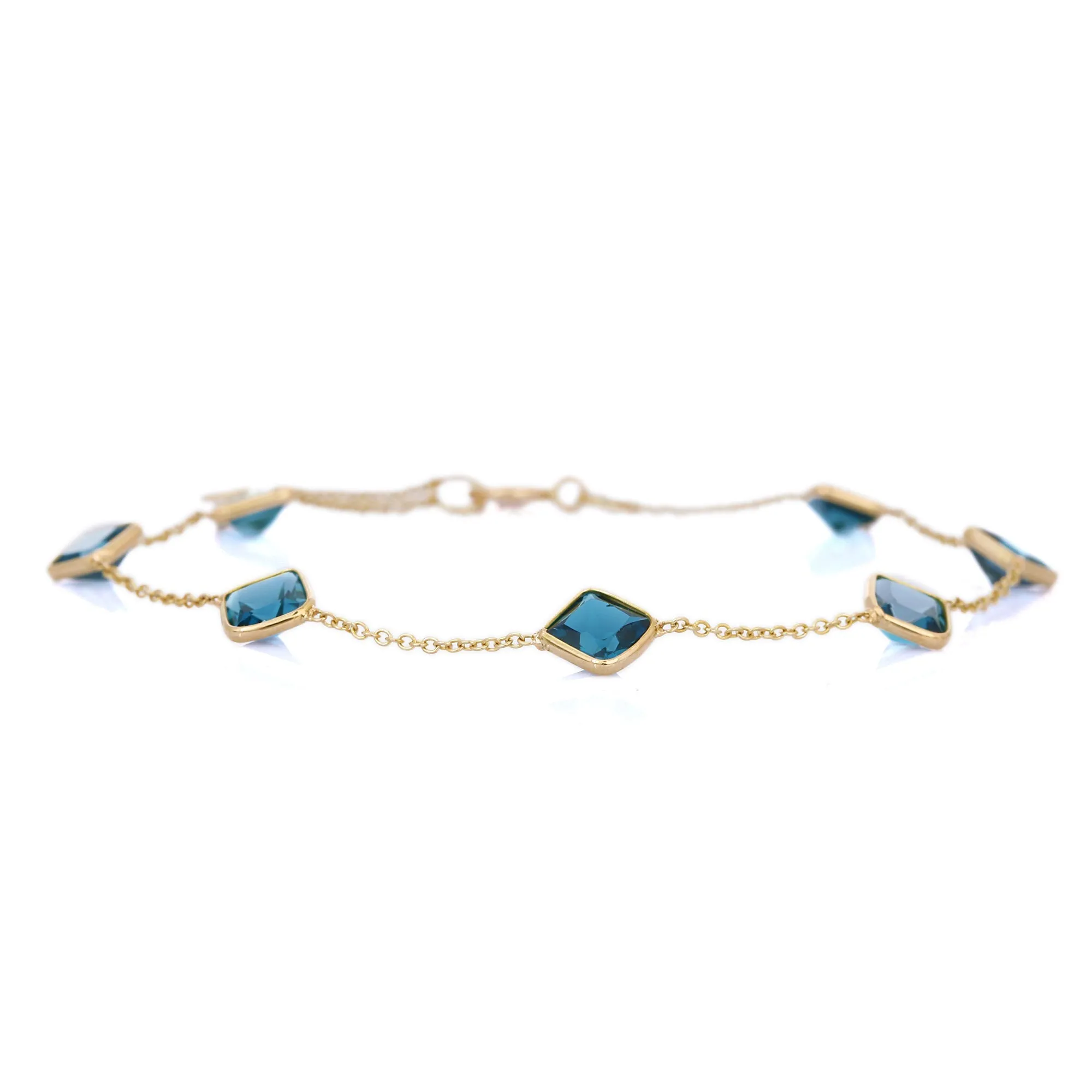 18K Yellow Gold Bracelet With Blue Topaz Gemstone