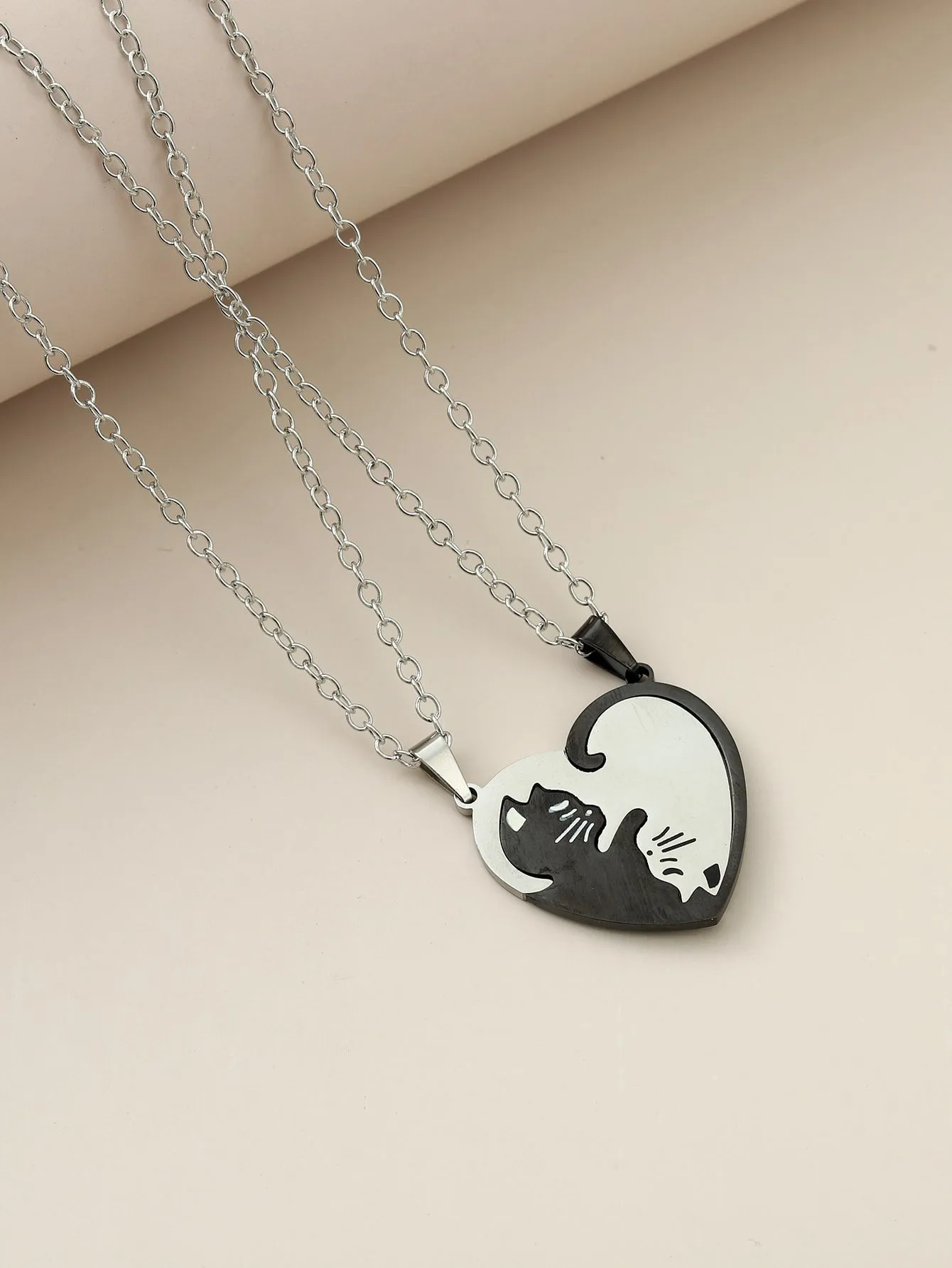 2pcs Cat Charm Necklace for Couples for Women Jewelry for Women Gift for Her