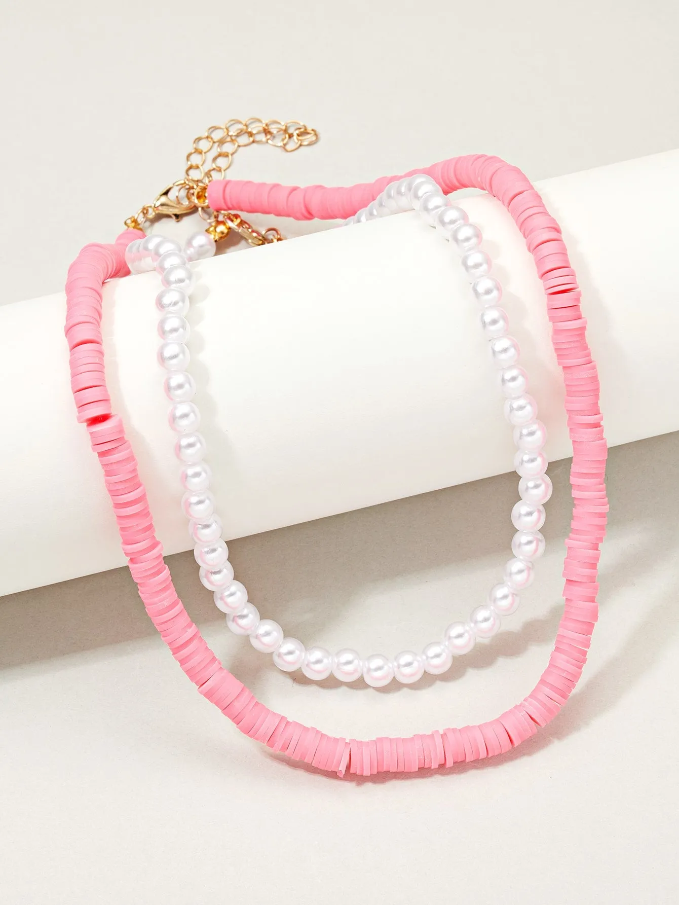 2pcs Pink Beaded Necklace for Women Girls Accessories Jewelry Gifts Gift for Her