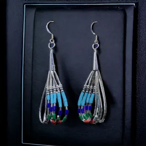 6 OLDTRIBES™ Silver Sterling Green and Red Earrings