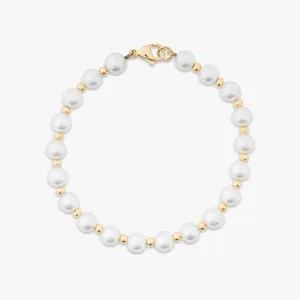 6MM Semi Yellow Gold Pearl Bracelet