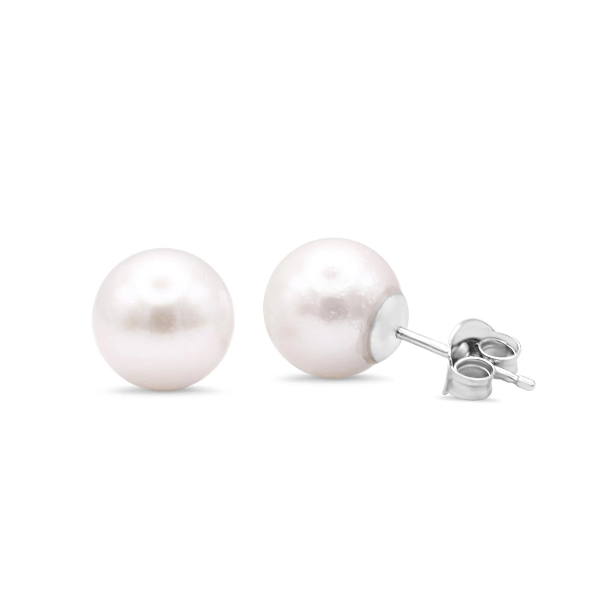 7.5mm Akoya Cultured Pearl Stud Earrings - 18ct White Gold