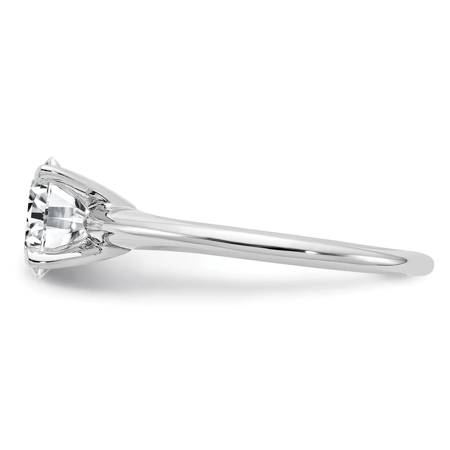 7.5MM Round Moissanite Solitaire Engagement Ring in 14KT White Gold; Size 6