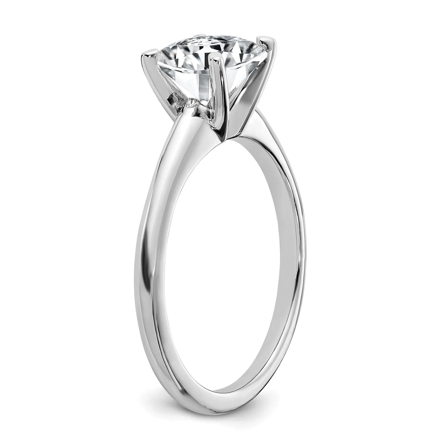 7.5MM Round Moissanite Solitaire Engagement Ring in 14KT White Gold; Size 6