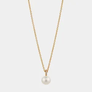 8MM GENUINE FRESHWATER PEARL AND PAVE CZ PENDANT