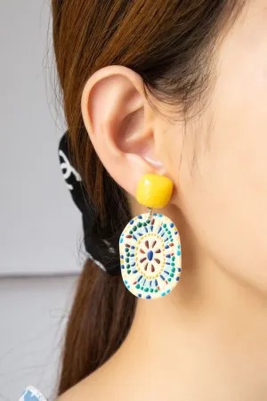 Acrylic Oval Mosaic Drop Earrings