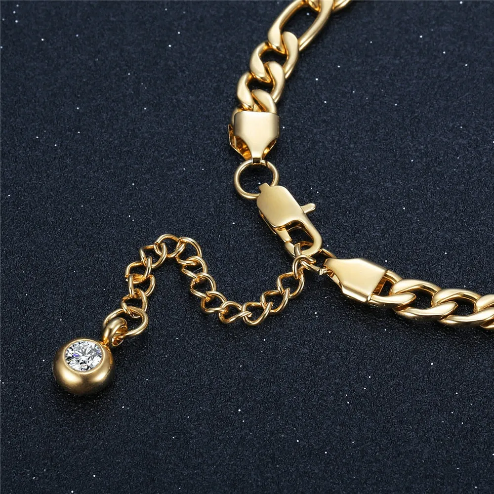 Anklet For Women Gold Color Stainless Steel Cuban Link Anklet