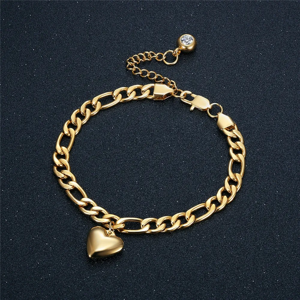 Anklet For Women Gold Color Stainless Steel Cuban Link Anklet