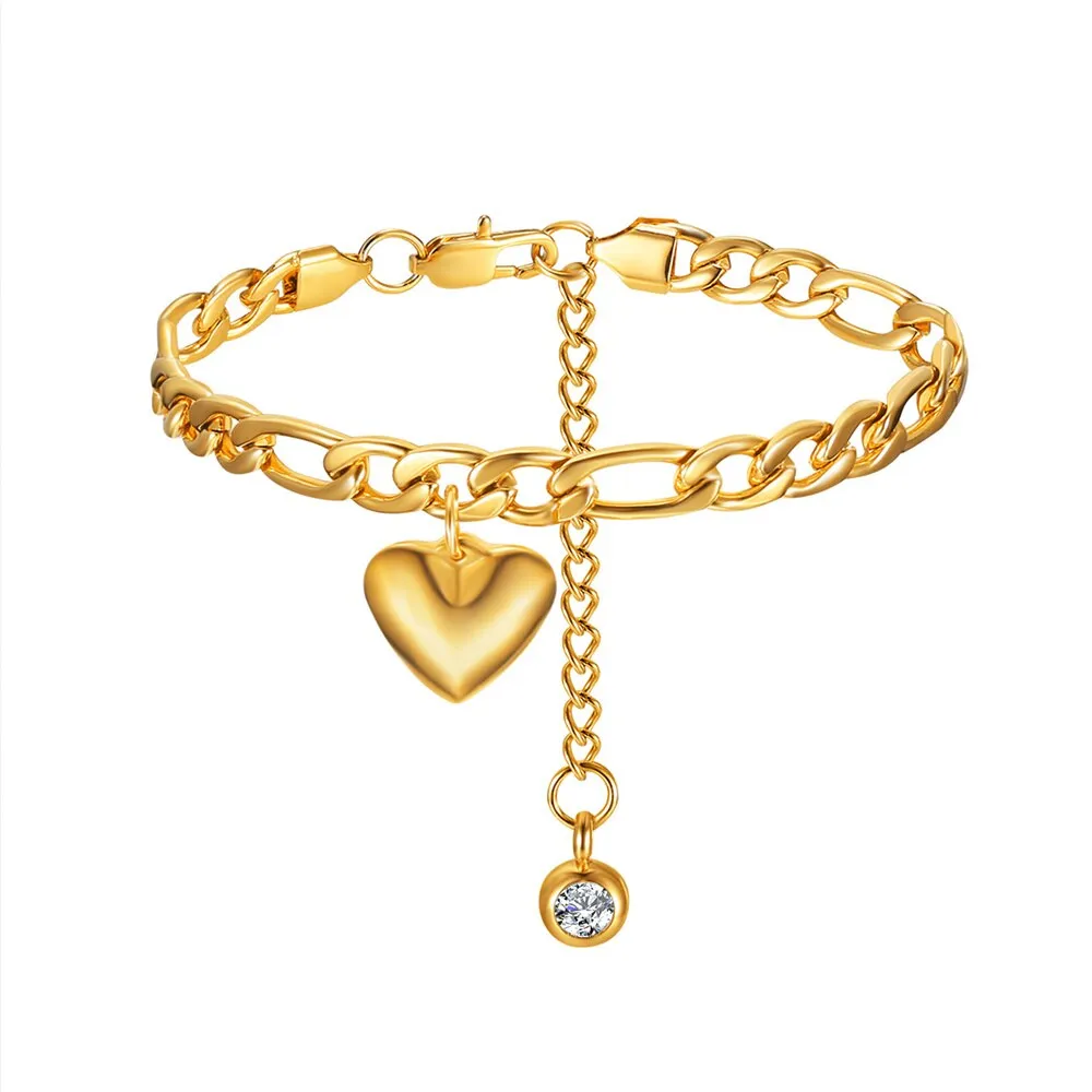 Anklet For Women Gold Color Stainless Steel Cuban Link Anklet