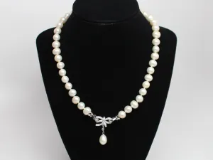 Beautiful Authentic Pearl Necklace with Butterfly Clasp