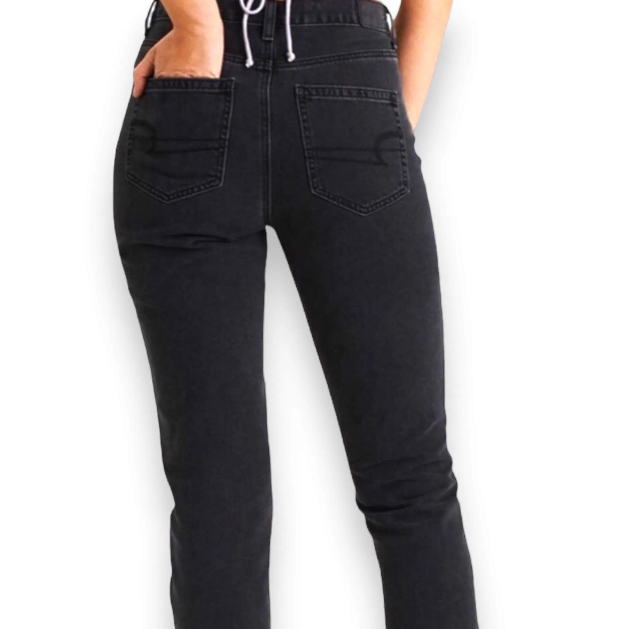 Black High Rise Straight Leg Jeans