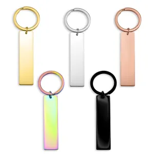 Blank Polished Stainless Steel Bar Keychain Pendant / SBB0139