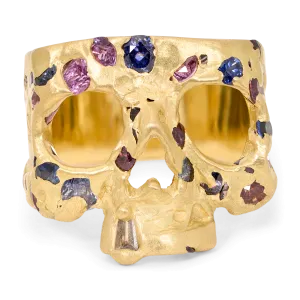 Blue & Purple Confetti Skull Ring - Size 7 - 11861