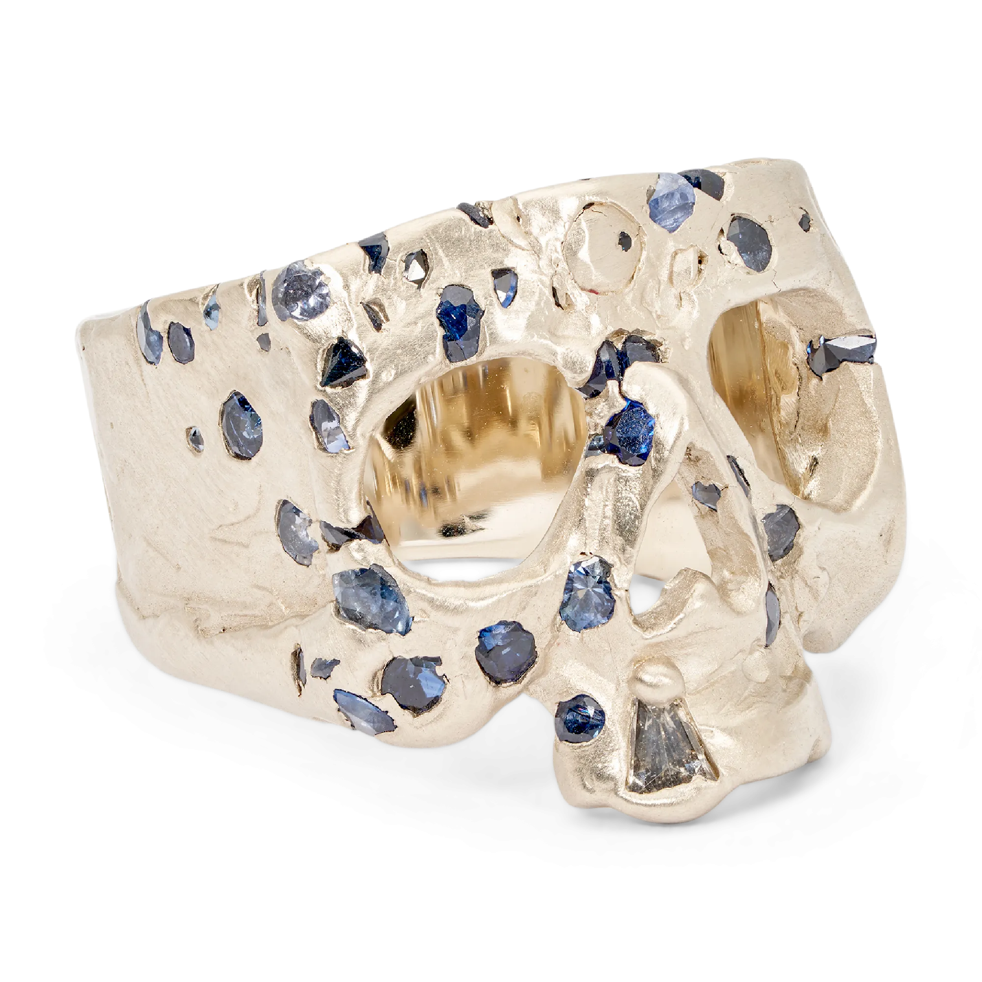 Blue Confetti Skull Ring in White - Size 6.5 - 11244