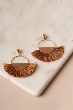 Bronze Multi Festive Fringe Dangle Earrings /3 Pairs