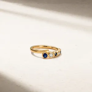 Bubbly Coil Sapphire and Diamond Ring