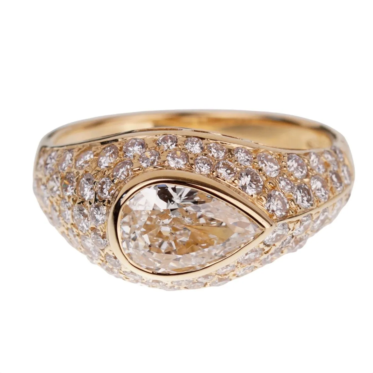 Bulgari Pear Shaped Diamond Yellow Gold Cocktail Ring