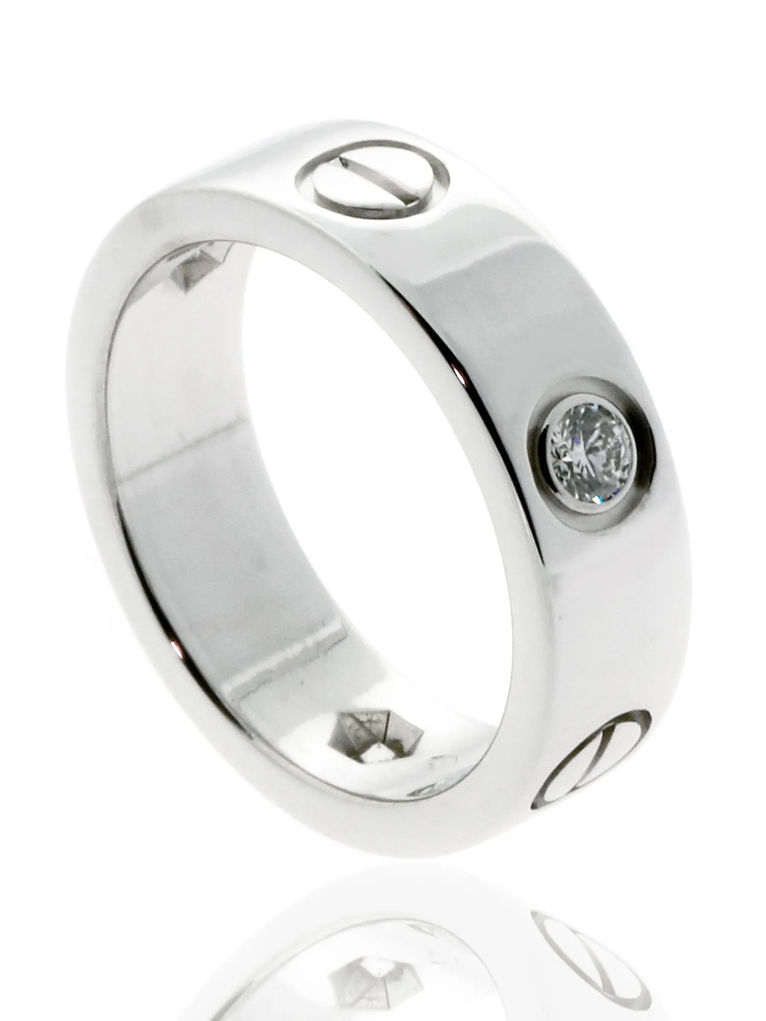 Cartier Love 3 Diamond Ring in 18k White Gold Sz 50