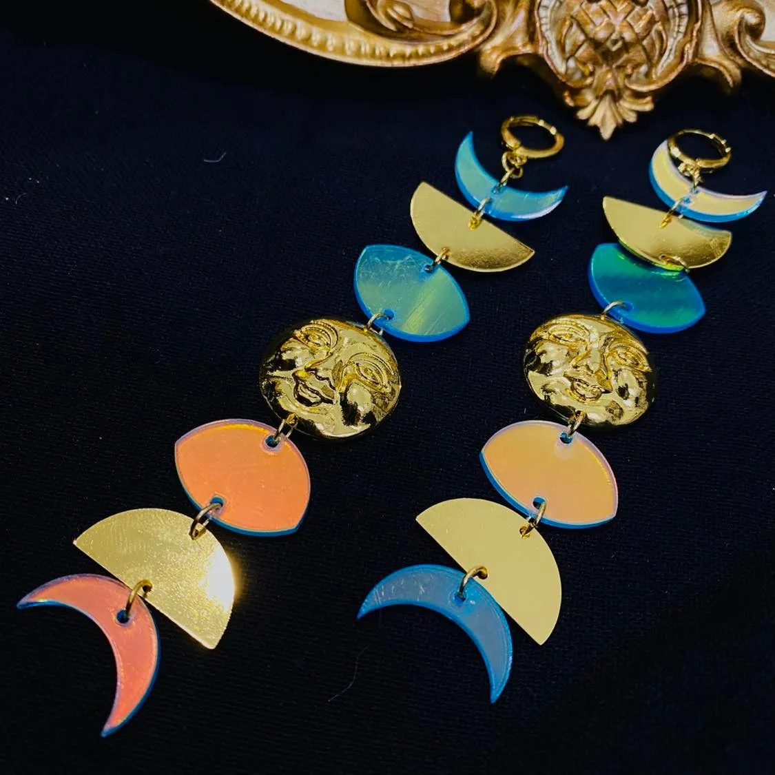 Celestial Long Moon Phase Earrings