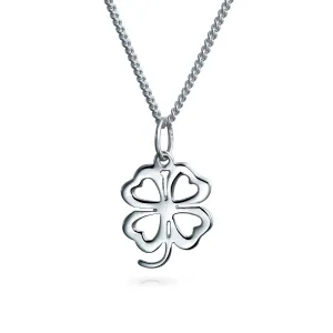 Celtic Heart Shamrock Good Luck Charm Four Leaf Clover Pendant Necklace Silver